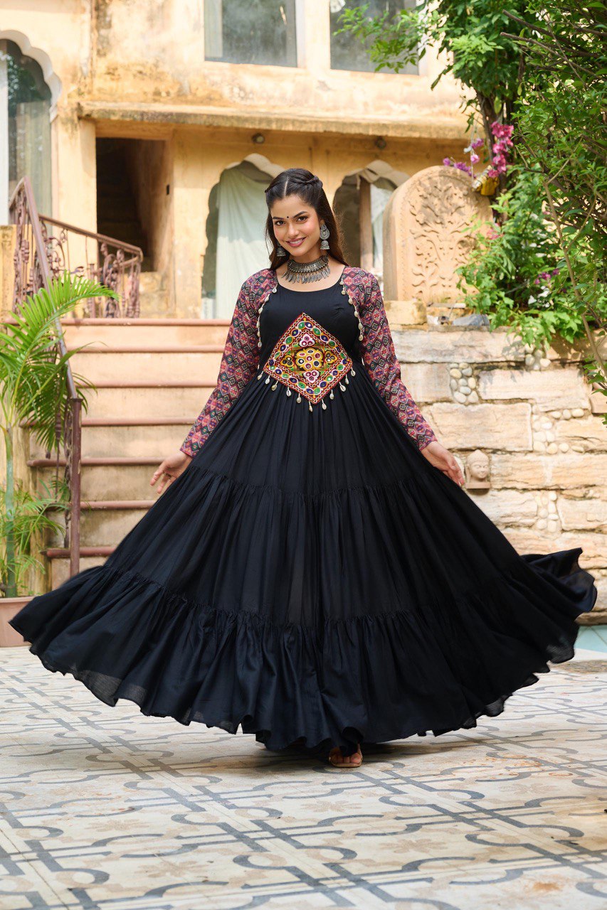 Rich & Radiant Maroon & Black Navratri Gown