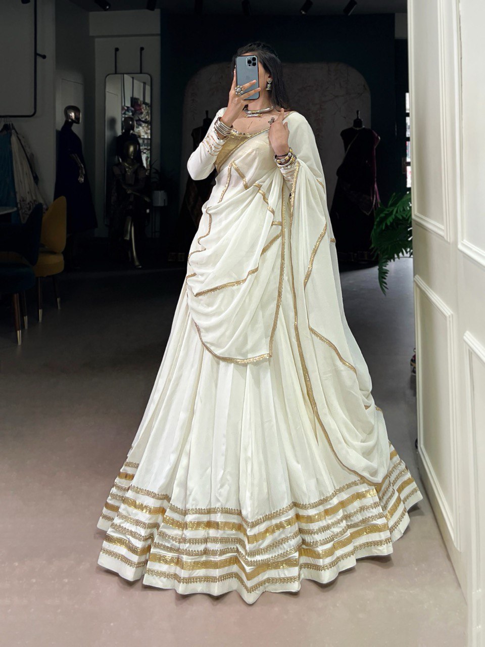 Gold Embroidered Navratri Lehenga Choli