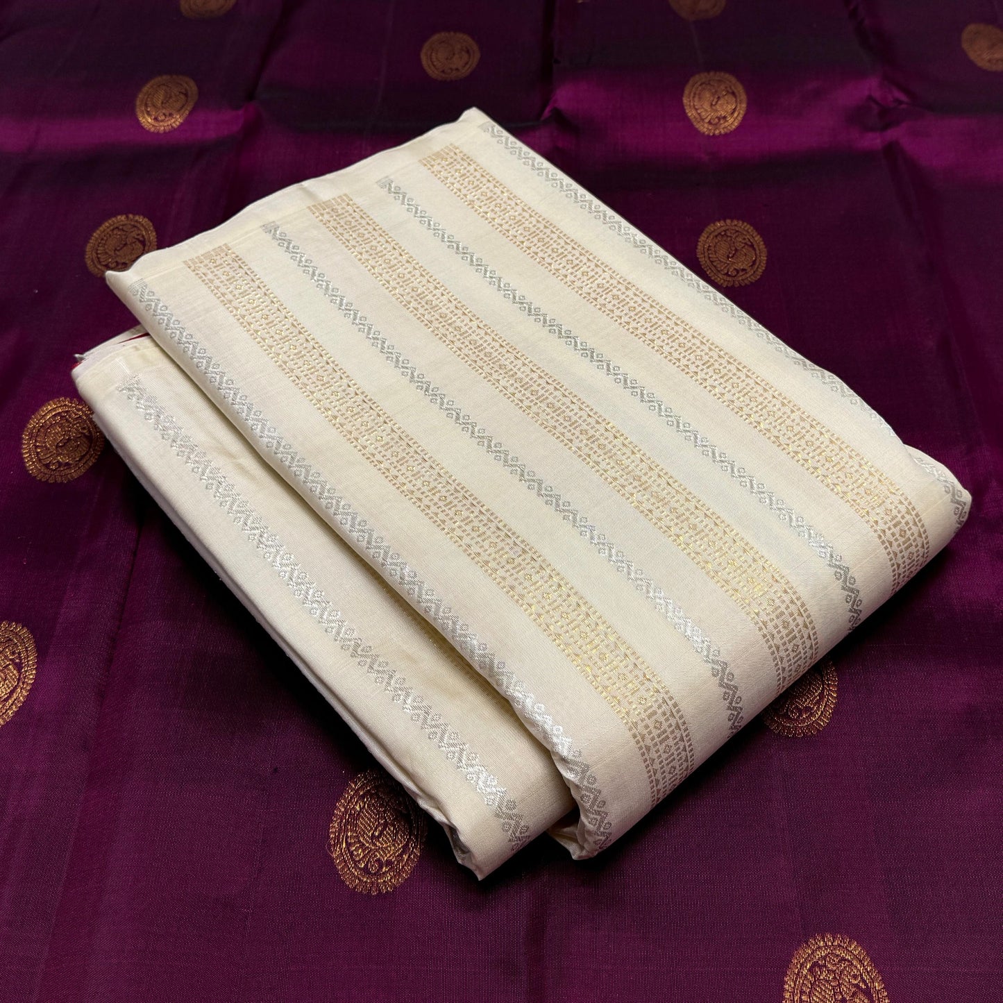 Kanjivaram pure silk handloom double warp contrast grand pallu and blouse *Fancy bridal*