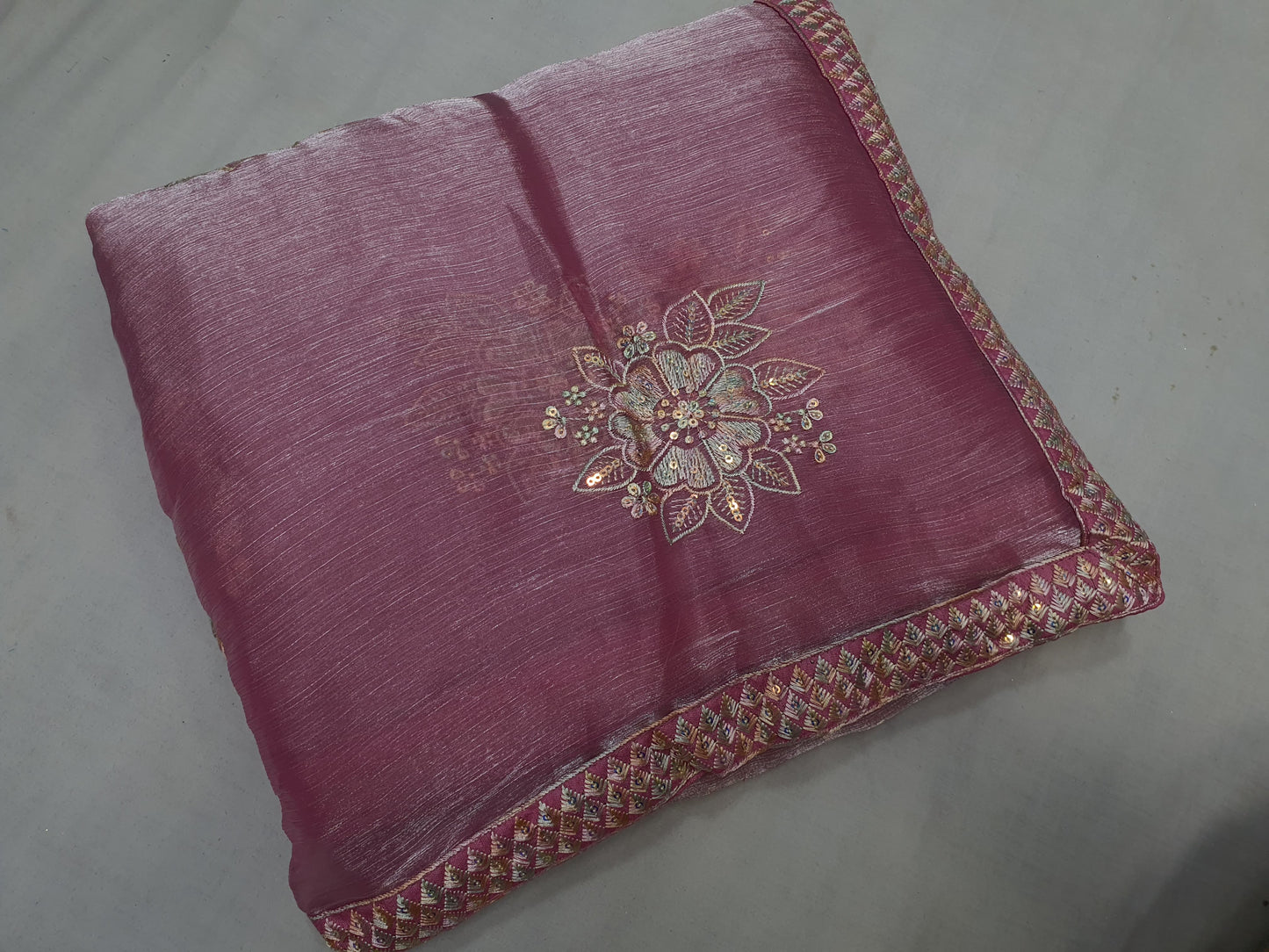 Allover reasham butta and border with sequence multi on Jimmy choo*Saree