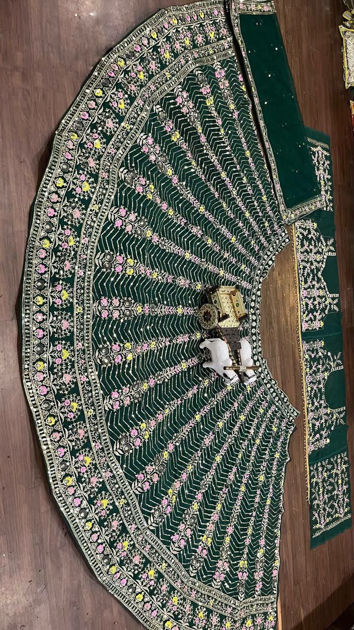 Designer bridal lehenga choli Lehenga Fabric-Fox Georgette
Lehenga work-Embroidery Sequins Work With Cancan & Canvas Patta