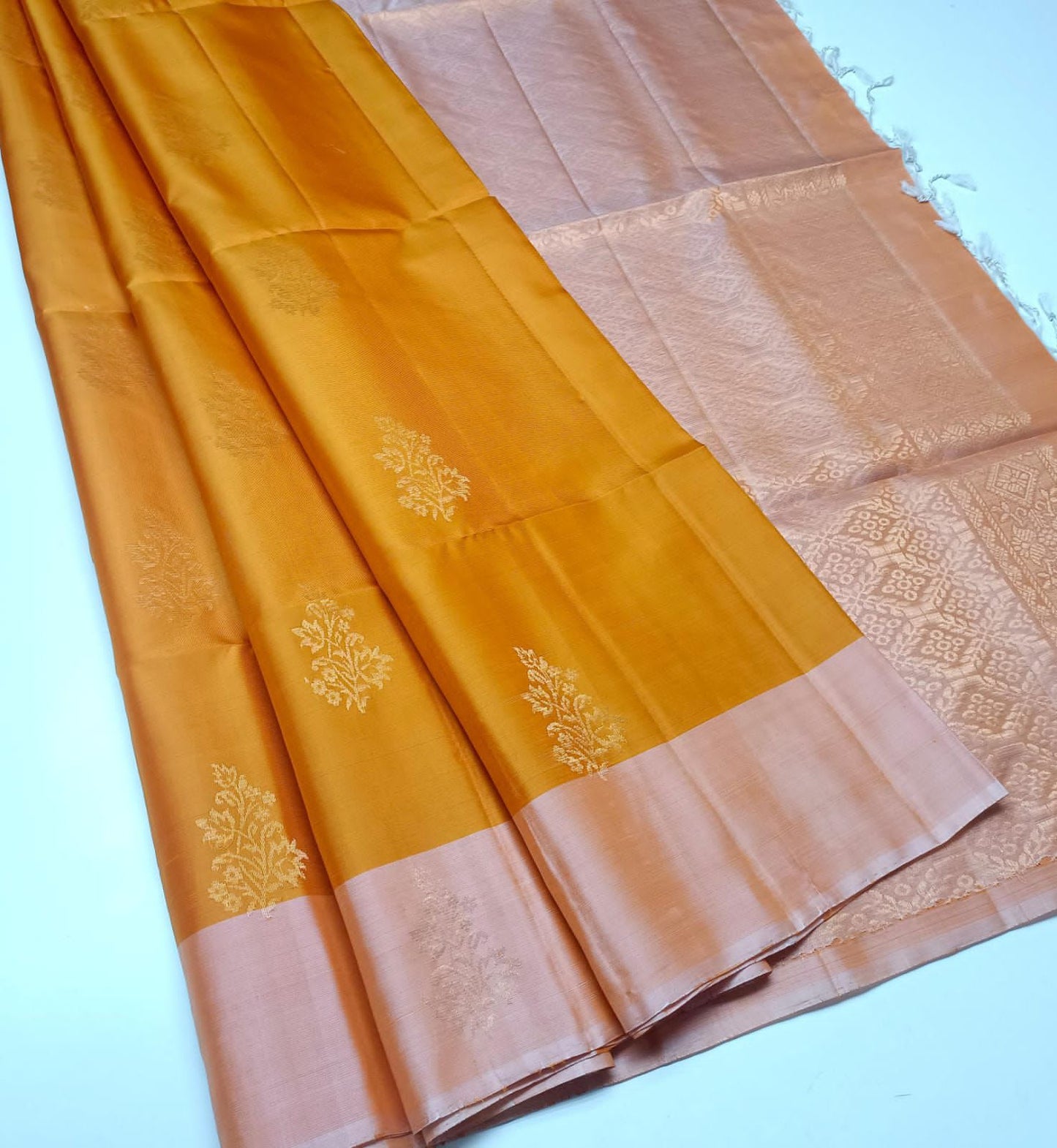 Pure handloom fancy design borderless Double warp soft silk sarees collections with contrast Pallu and blouse