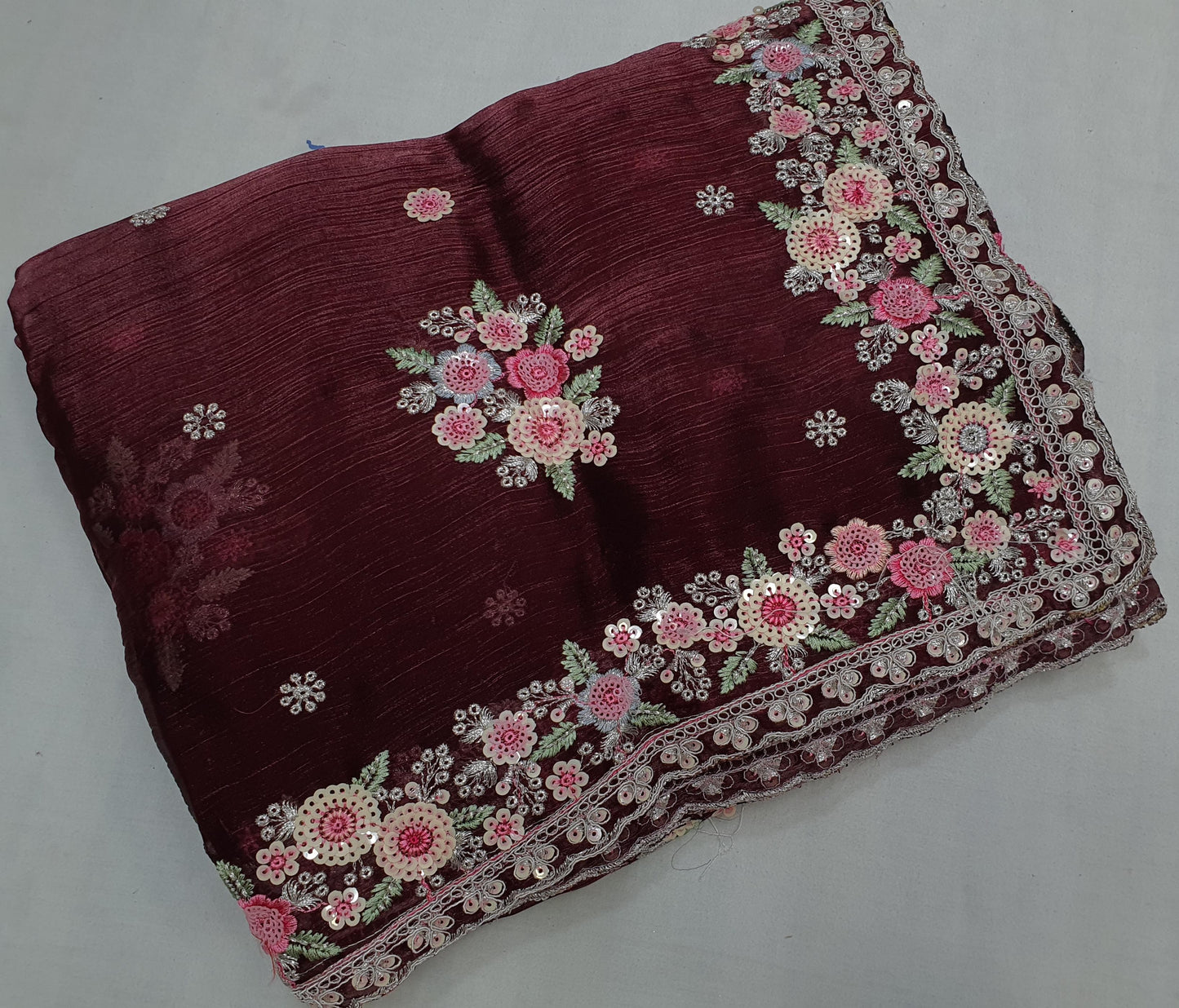 ALLOVER MULTI SEQUENCE WORK AND BORDER ON JIMMY CHOO*Saree