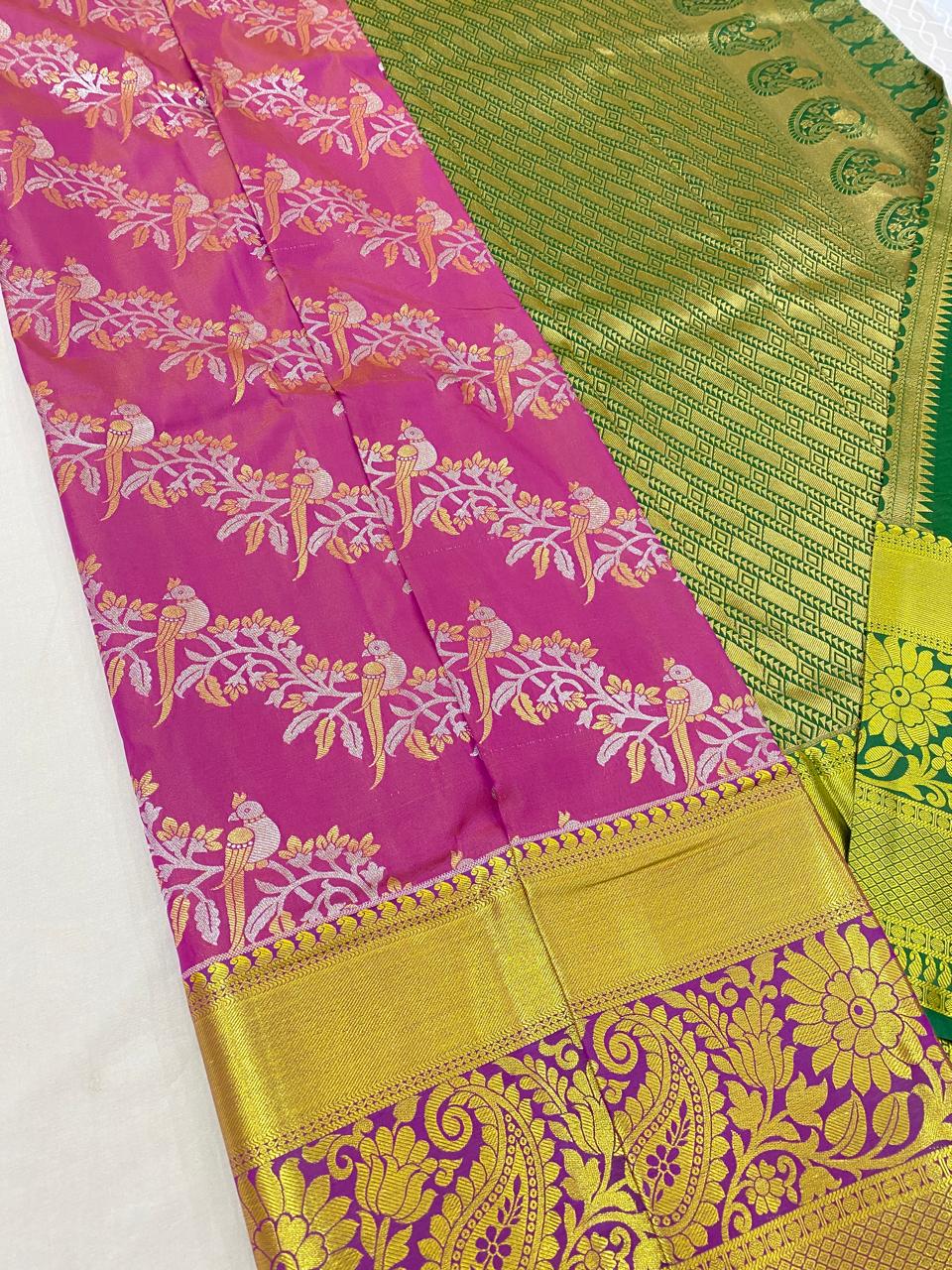 Kanchipuram semi silk sarees
Beautiful Design
beautiful bridal Semi silk sarees*
