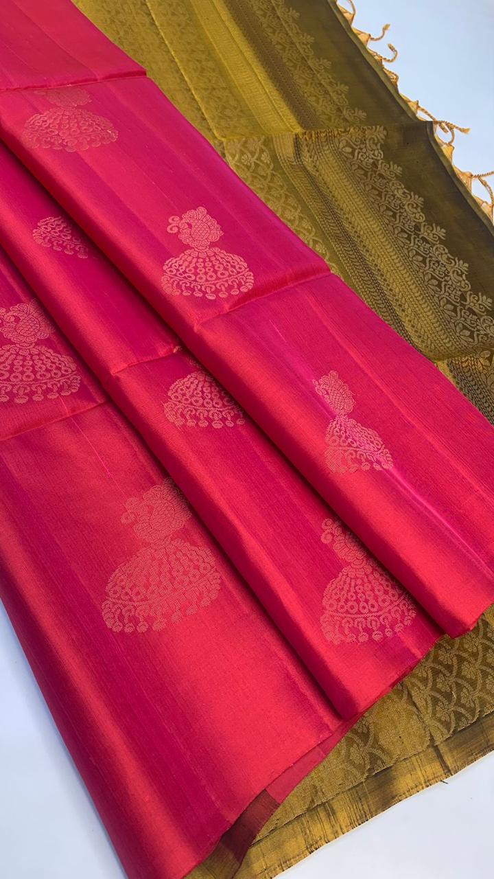 Pure handloom borderless Double warp soft silk sarees collections with self colour contrast Pallu and blouse