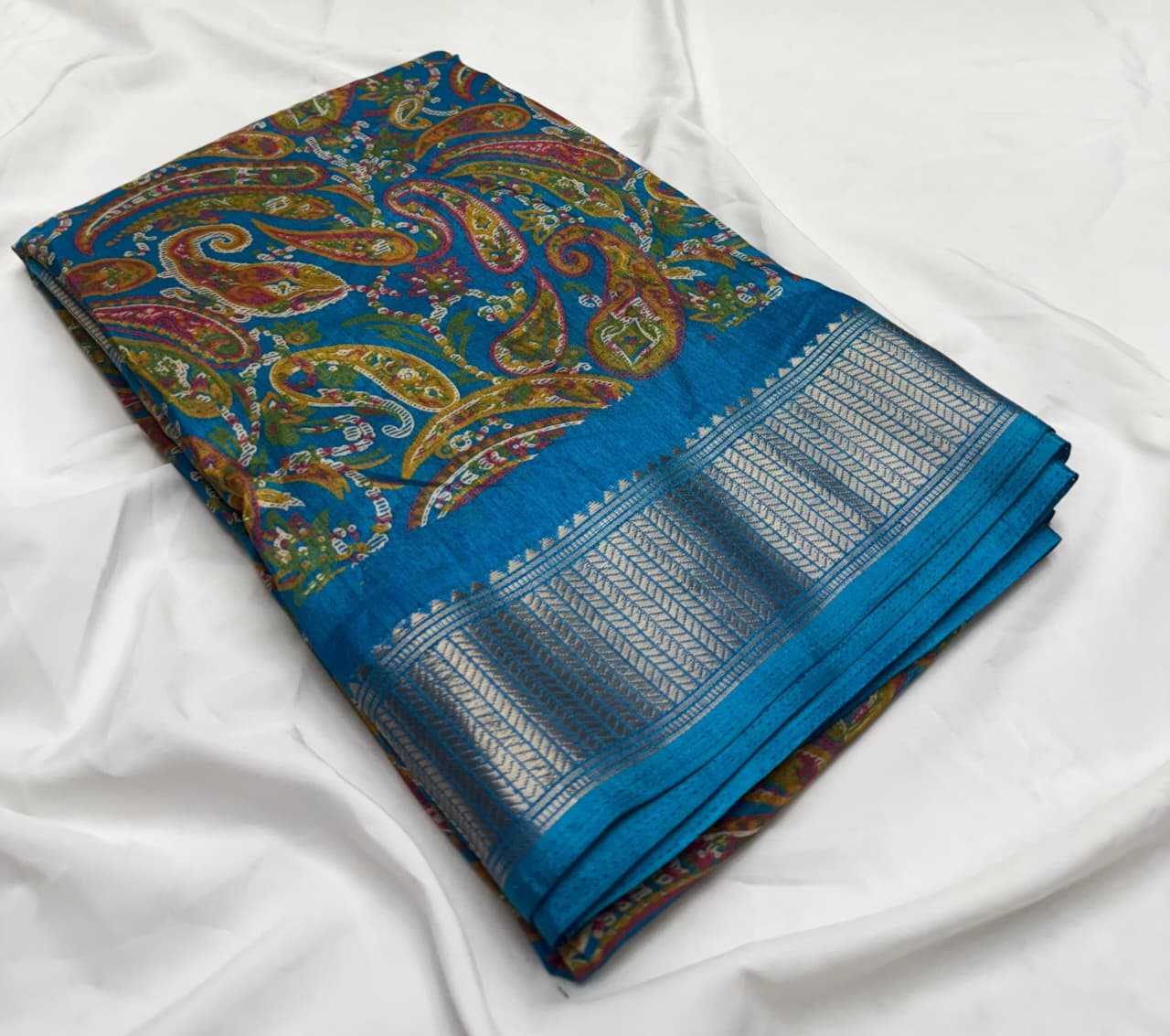 Semi Dola Silk Saree with Kashmiri Zari Border-Saranya Fashion