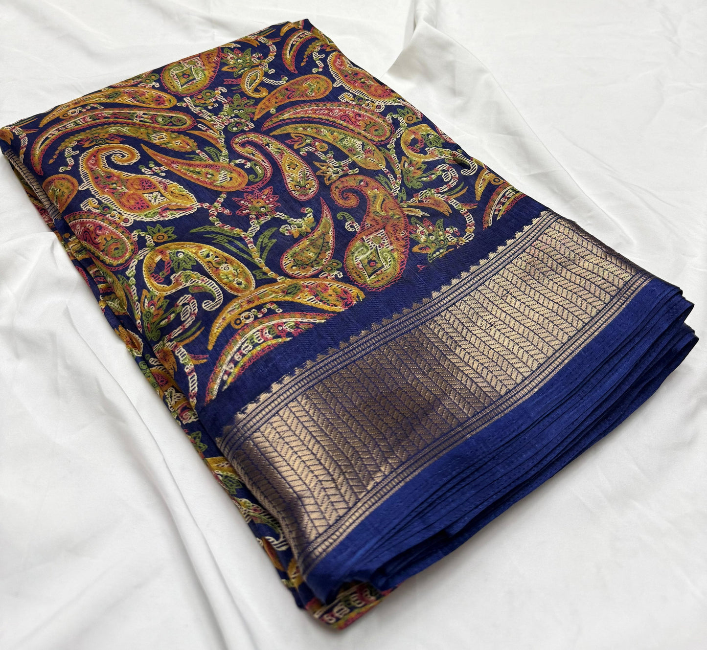 Semi Dola Silk Saree with Kashmiri Zari Border-Saranya Fashion