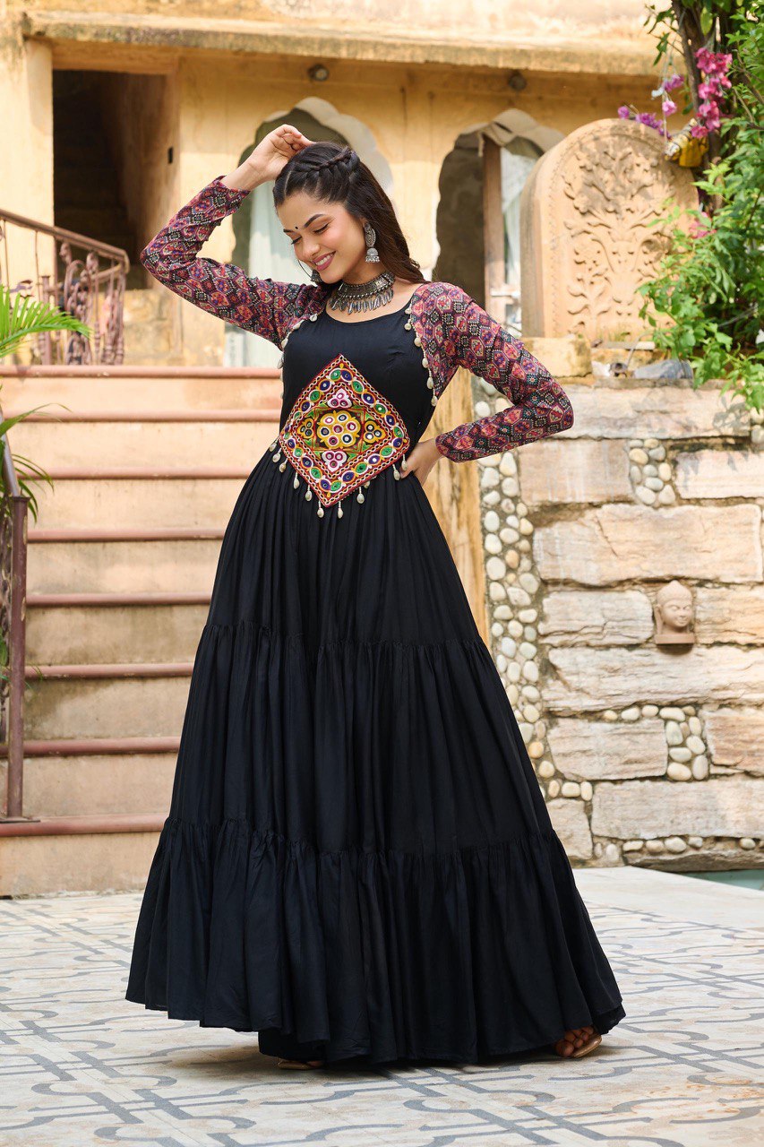 Rich & Radiant Maroon & Black Navratri Gown