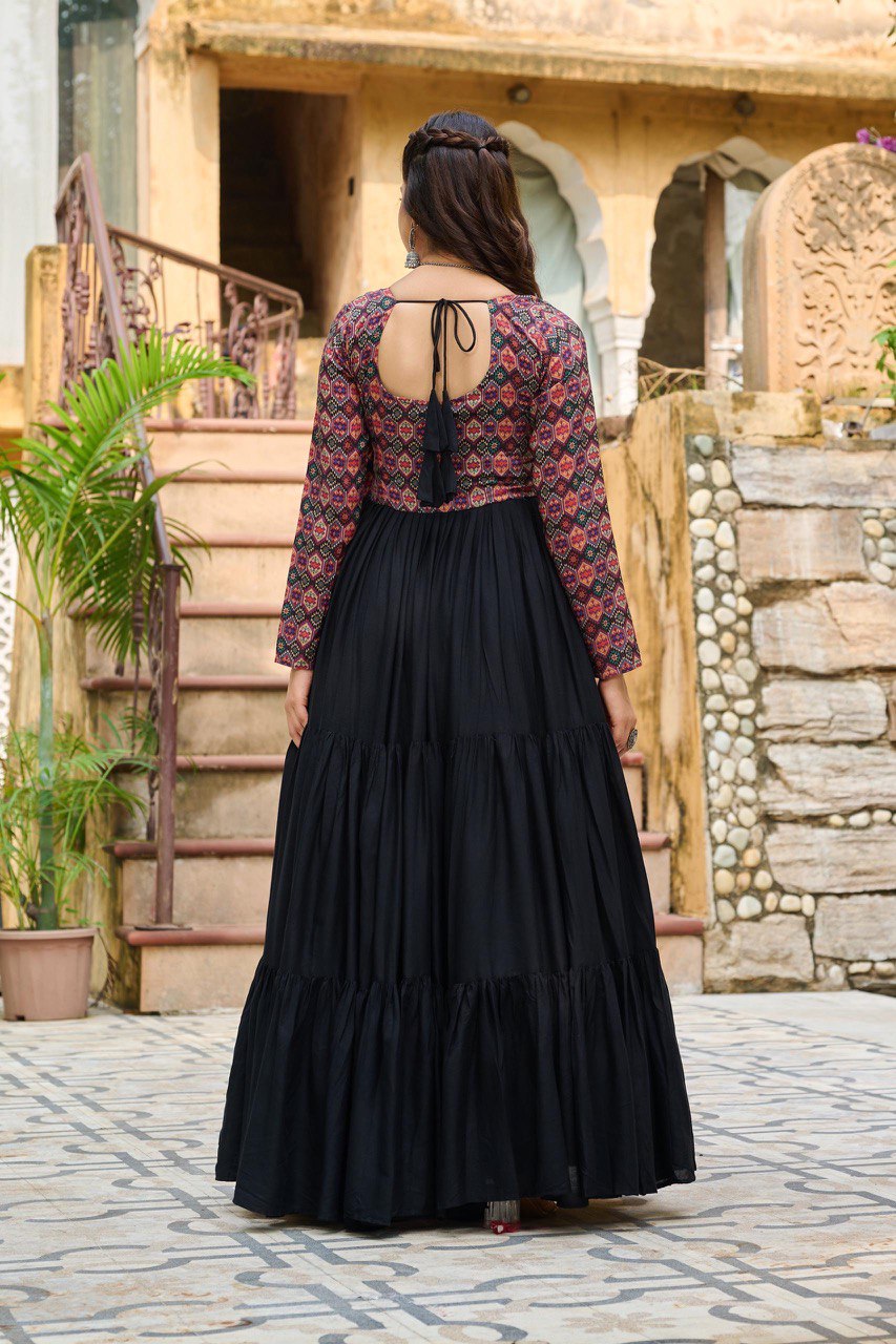 Rich & Radiant Maroon & Black Navratri Gown