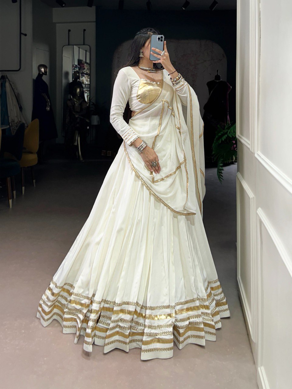 Gold Embroidered Navratri Lehenga Choli