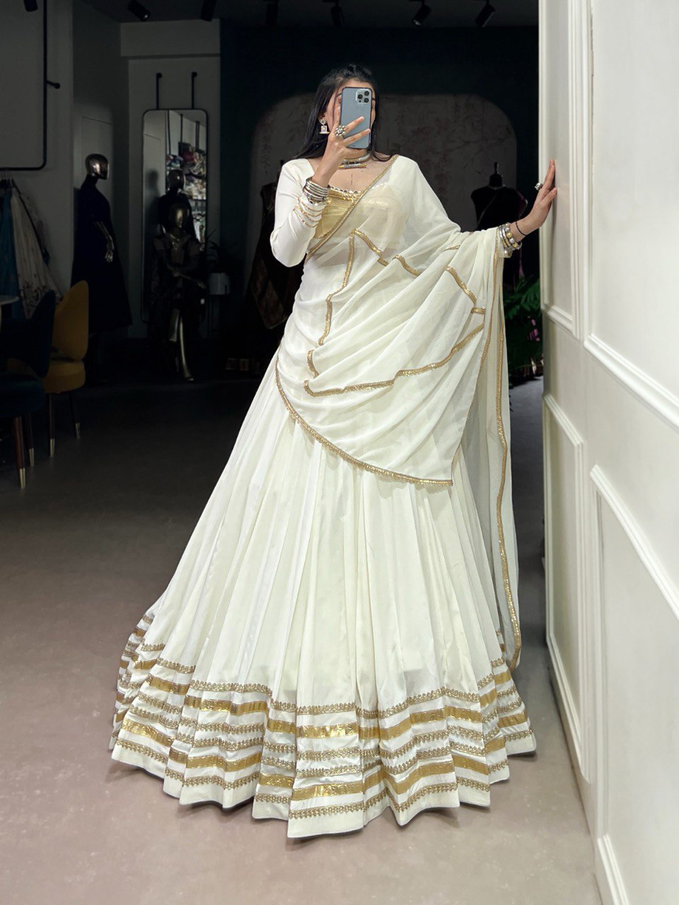 Gold Embroidered Navratri Lehenga Choli