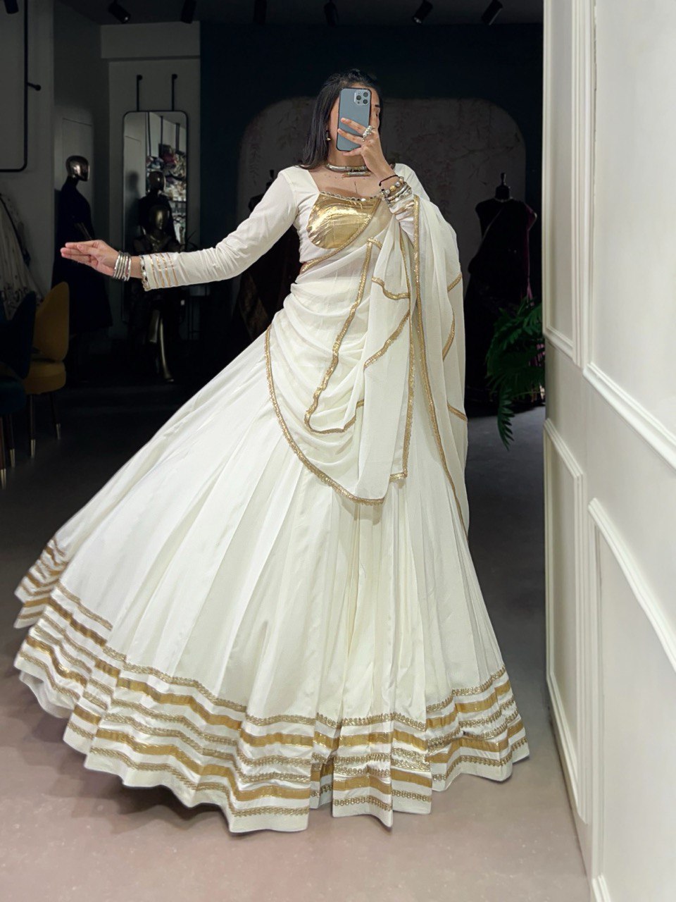 Gold Embroidered Navratri Lehenga Choli