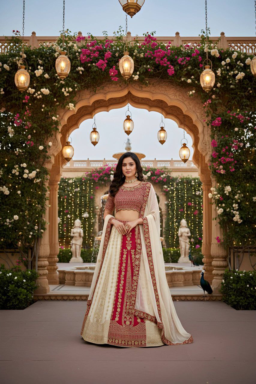 Faux Georgette Lehenga sequence and embroidery work