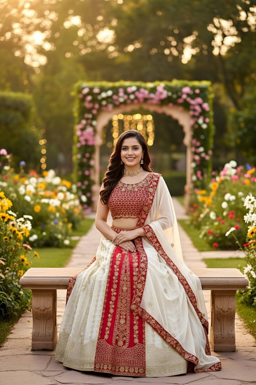 Faux Georgette Lehenga sequence and embroidery work