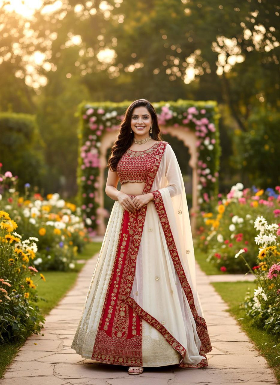 Faux Georgette Lehenga sequence and embroidery work