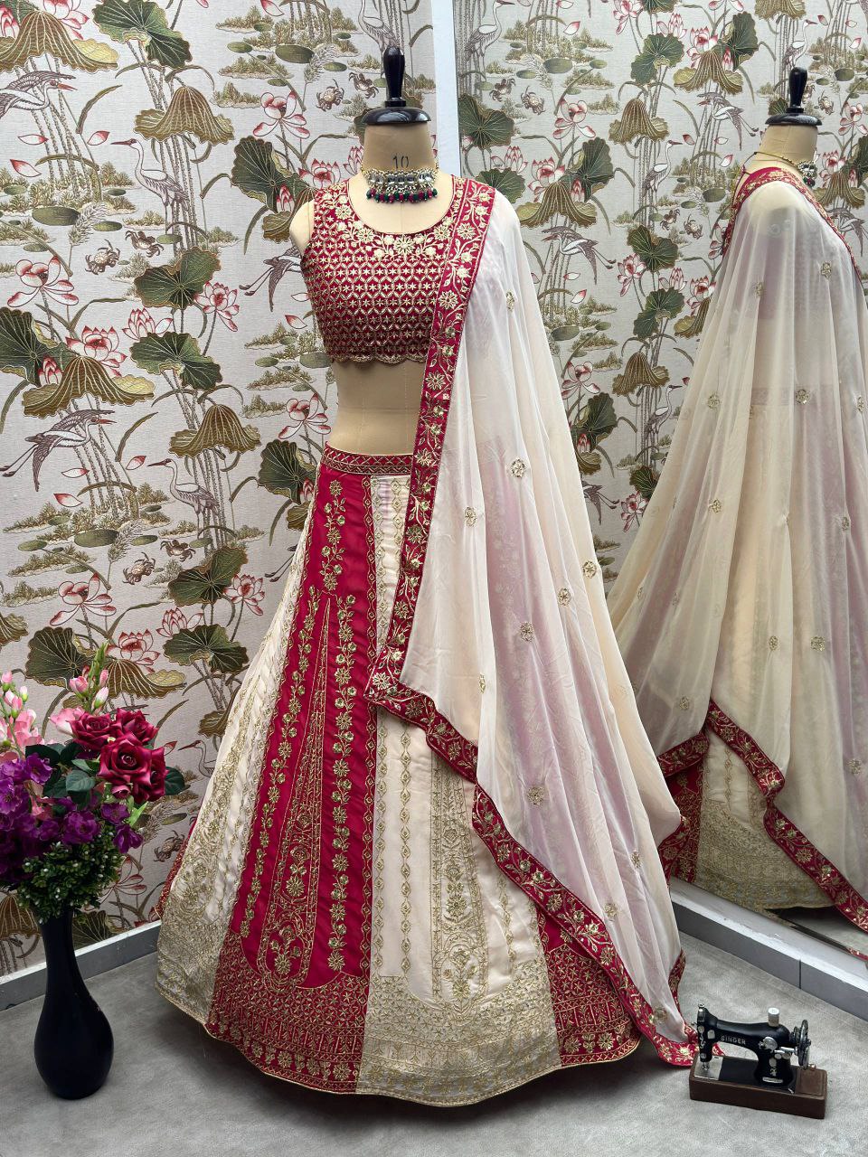 Faux Georgette Lehenga sequence and embroidery work
