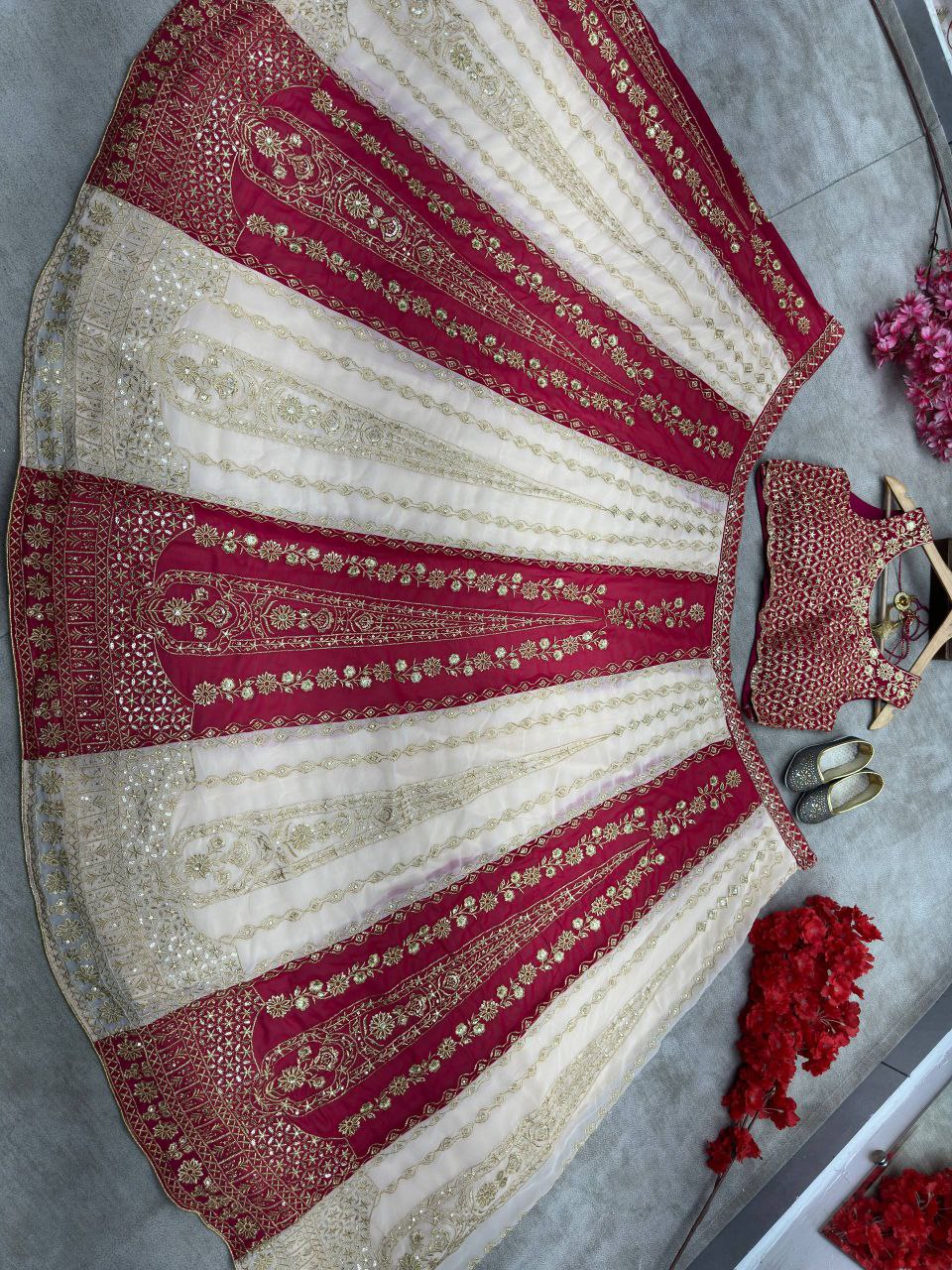 Faux Georgette Lehenga sequence and embroidery work