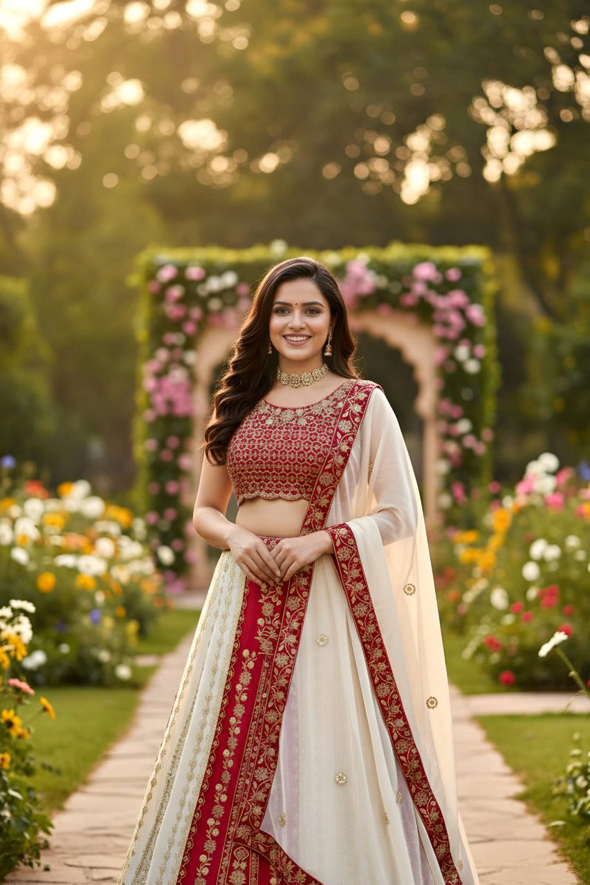 Faux Georgette Lehenga sequence and embroidery work
