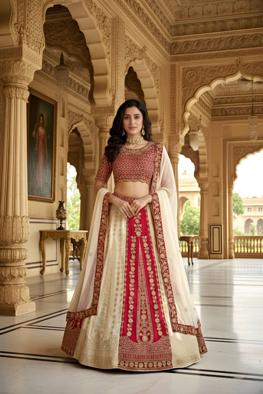 Faux Georgette Lehenga sequence and embroidery work