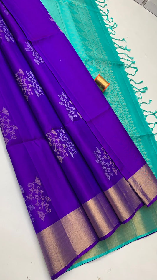 Pure handloom jari border , borderless Double warp soft silk sarees collections with contrast Pallu and blouse