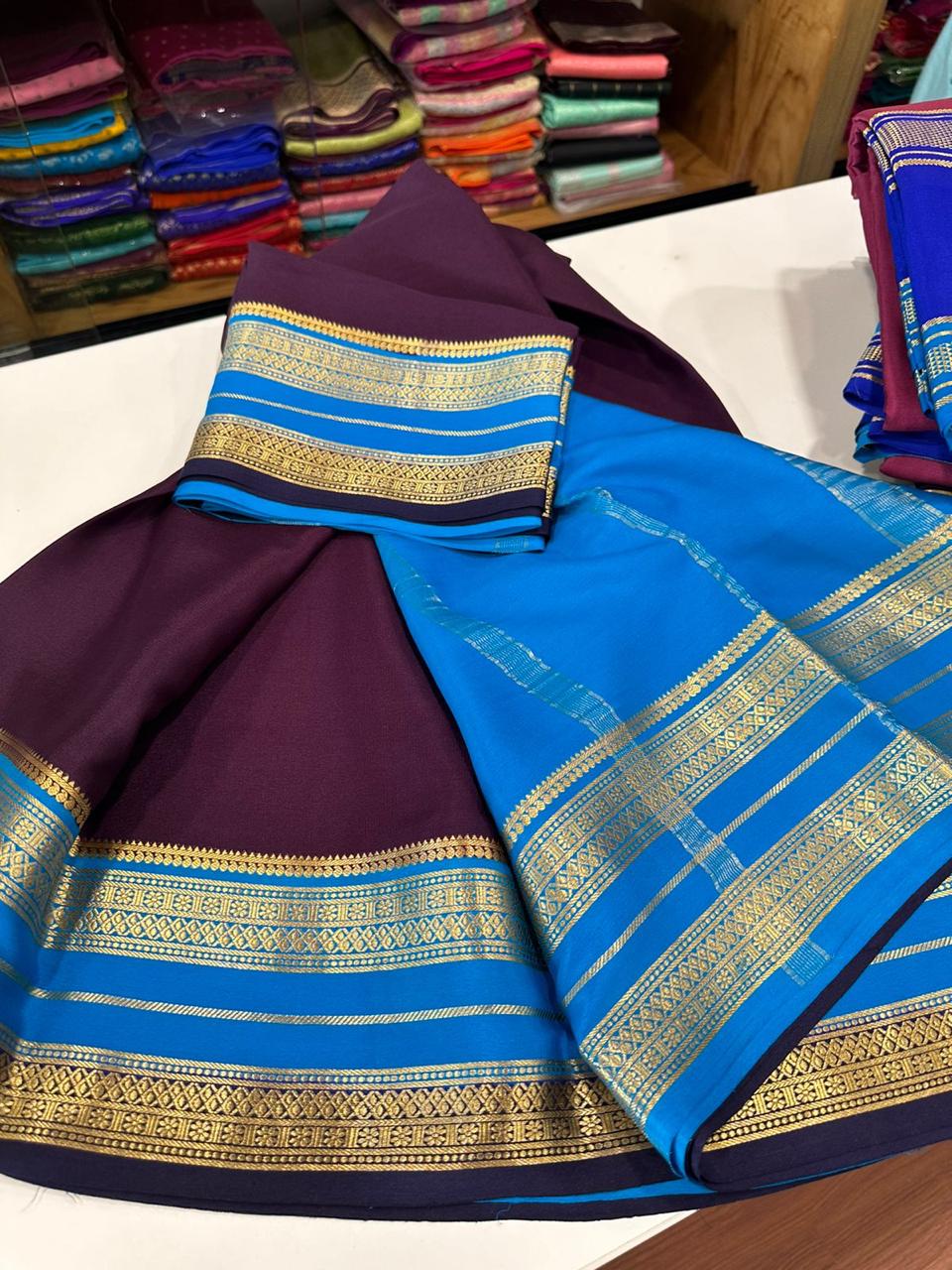 Pure  Mysore silk sarees 
120 grm thickness