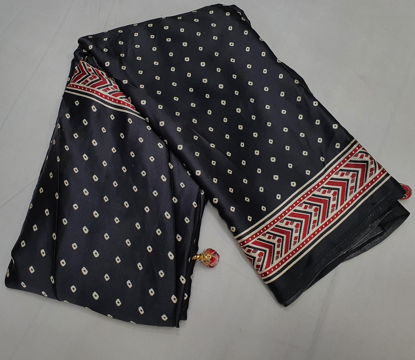 AJRAKH PRINTED ON MODAL SILK CREPE Saree*