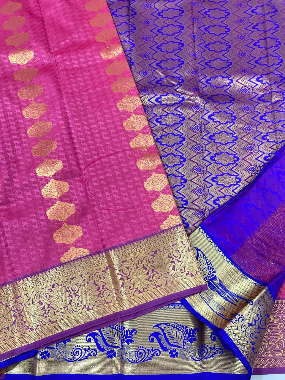 Kanchipuram Semi silk saree
Super quality 
beautiful embossed butta type sarees*
