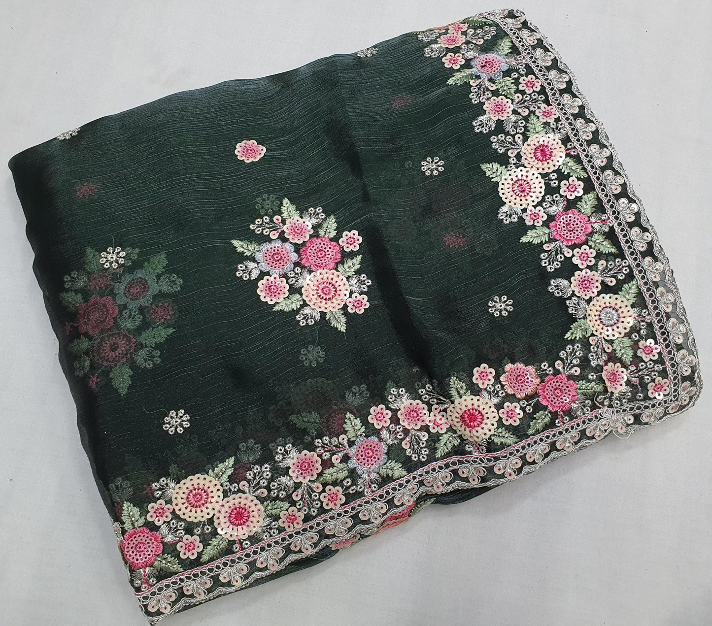 ALLOVER MULTI SEQUENCE WORK AND BORDER ON JIMMY CHOO*Saree
