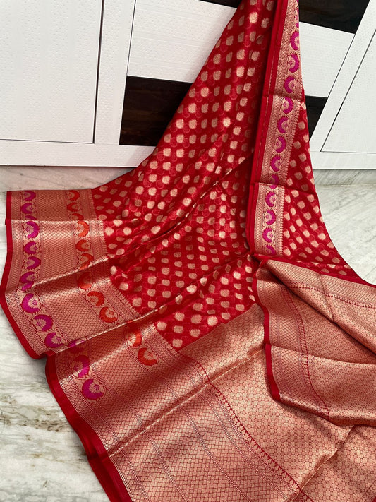 BEST BANARASI WARM SILK SAREES*
ALFI MINA SCURT AND ALFI BORDER*
SOFT FABRIC BEAUTIFUL COLOUR COMBINATION*