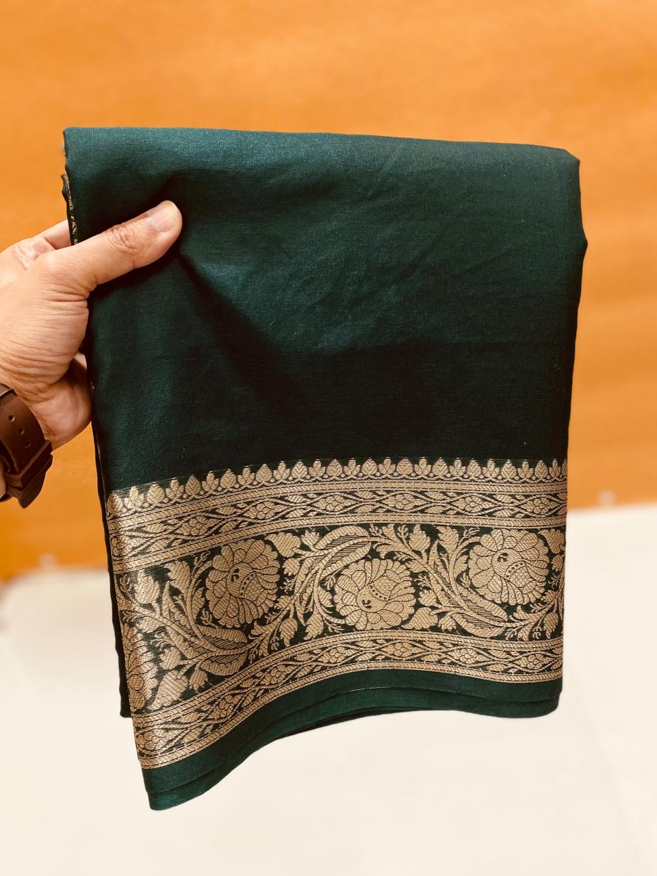 BEST BANARASI WARM SILK KATBAN SAREES
BARABAR BORDER ZARI PALLU WITH DOUBLE ZARI WORK