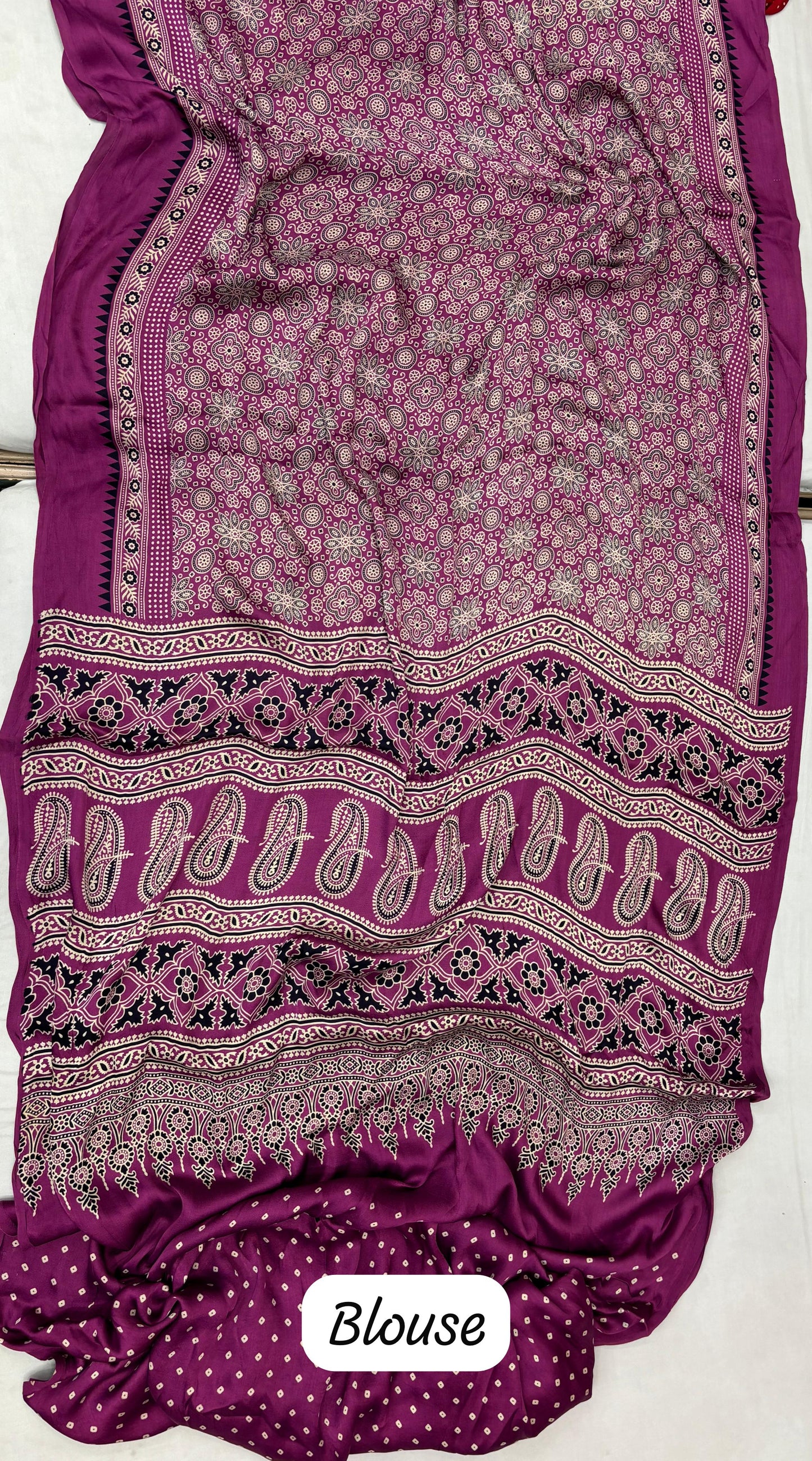 Pure Gajji Silk Saree With Azarkh Print