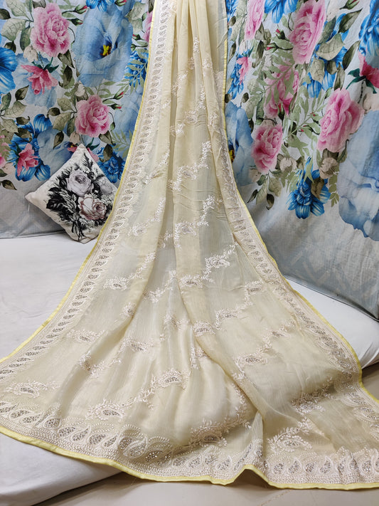 ALLOVER REASHAM JALL AND BORDER ON GEORGETTE* Saree