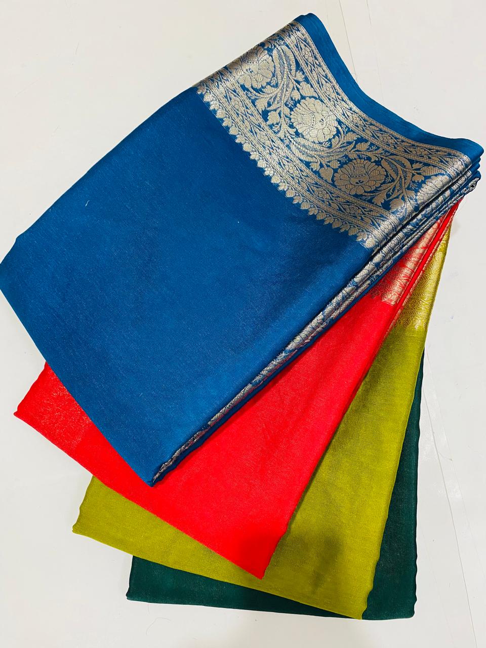BEST BANARASI WARM SILK KATBAN SAREES
BARABAR BORDER ZARI PALLU WITH DOUBLE ZARI WORK