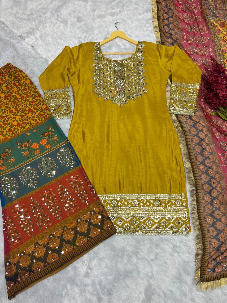 KURTI WITH PLAZZO AND DUPATTA SUIT SET