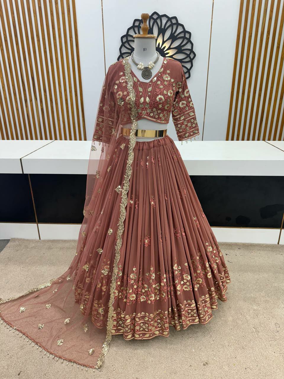 Wedding Collection Lehenga Choli With Full Heavy Embroidery Sequence Work
Lehenga Fabric   :Heavy Faux Georgette With Heavy Embroidery Sequence Work With Latkan Dori