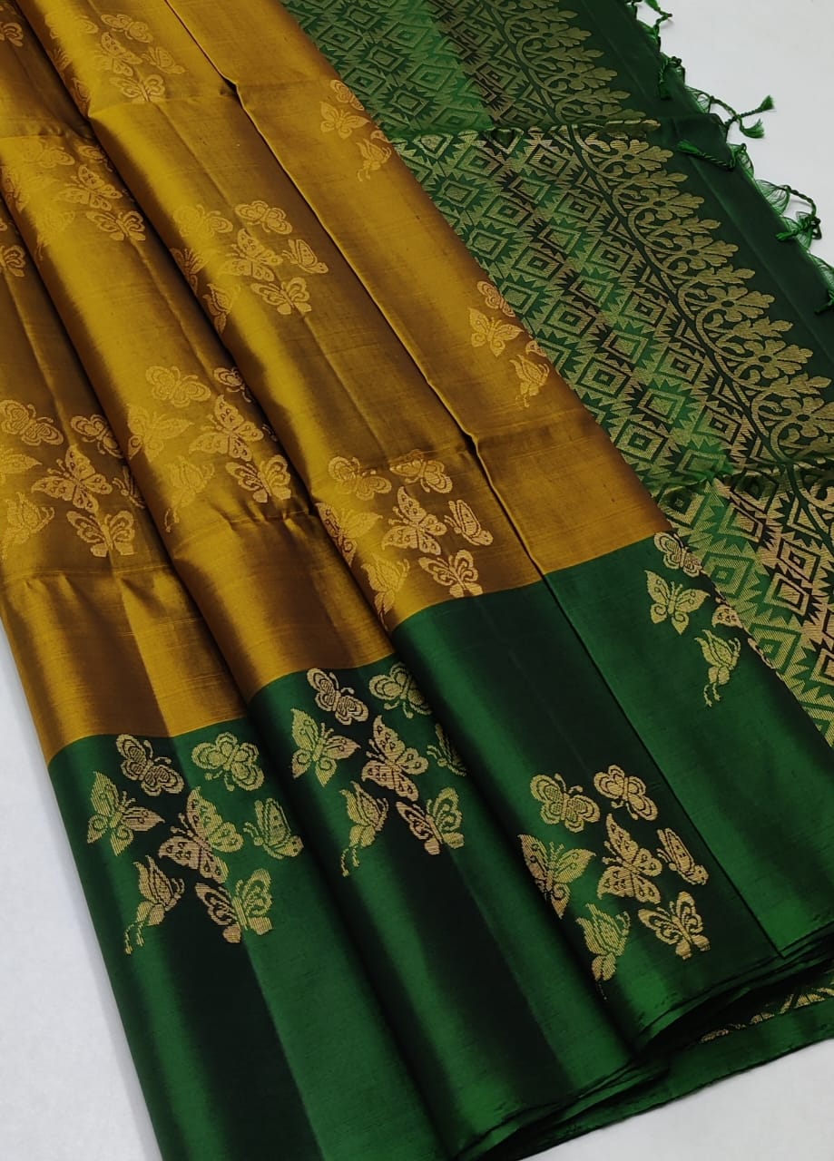 Pure handloom Double warp soft silk saree
Without border