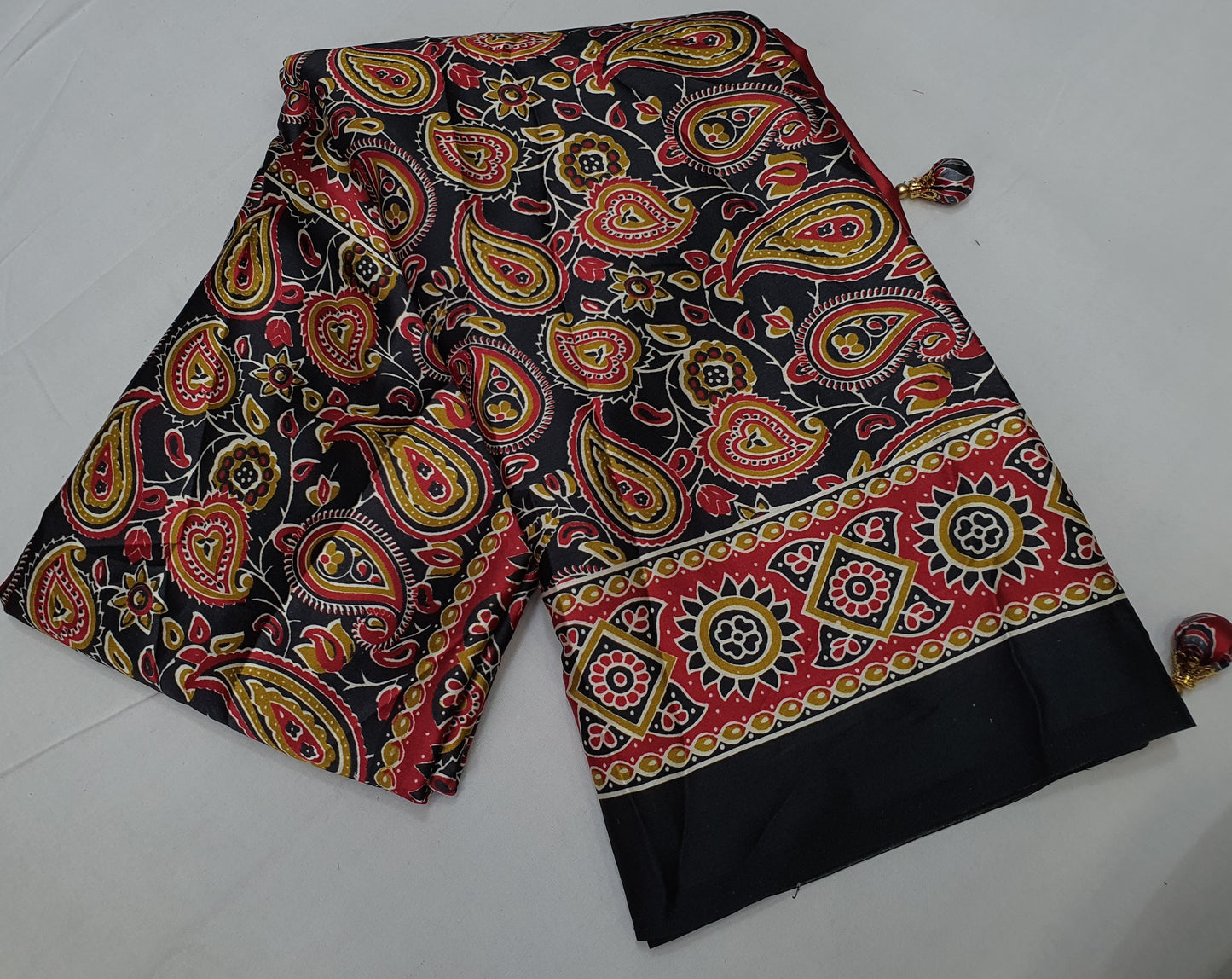 AJRAKH PRINTED ON MODAL SILK CREPE Saree*