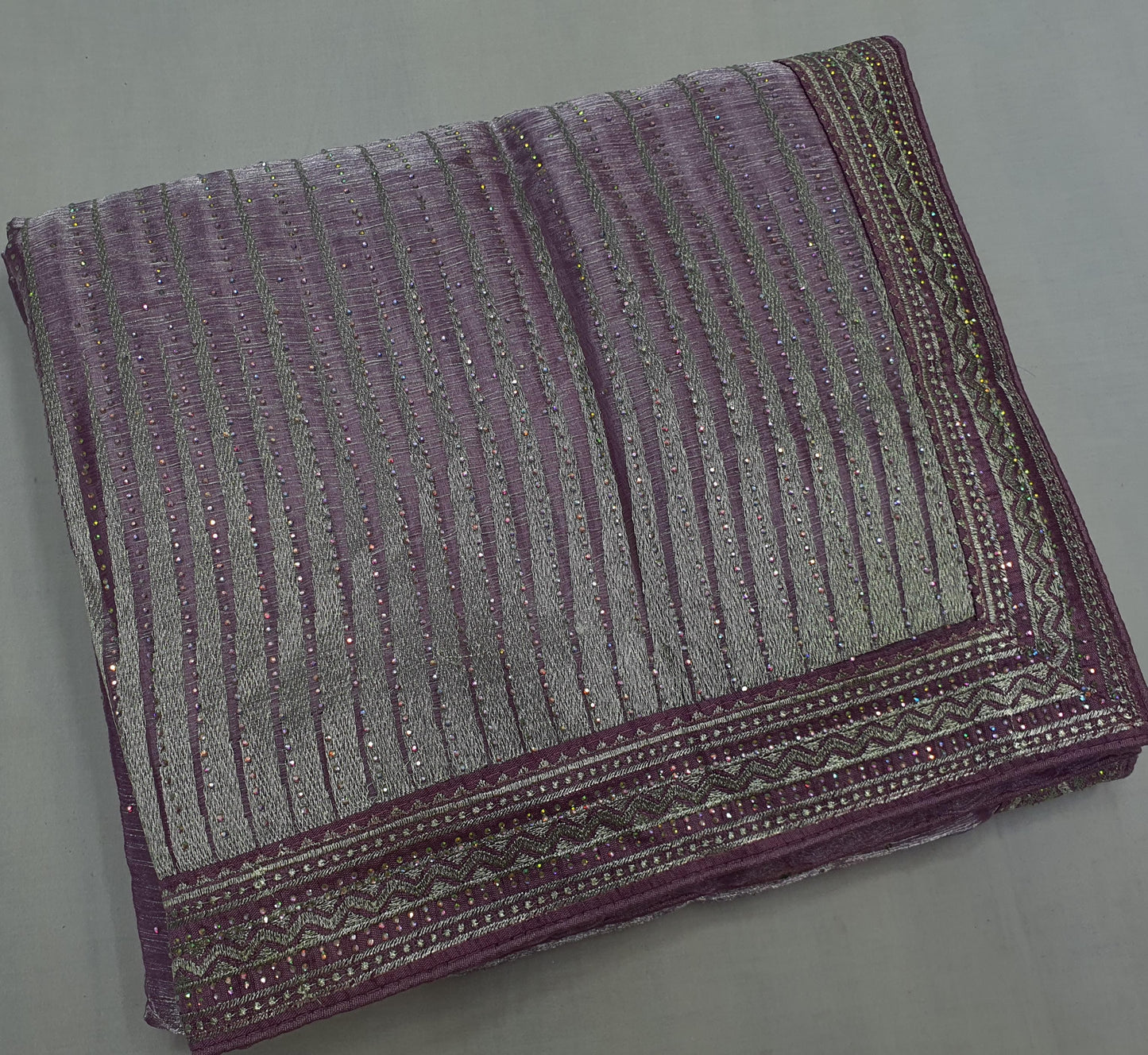 ALLOVER DESIGNER SILVER JARI WORK AND SWAROSKI STONE ON JIMMY CHOO* Saree