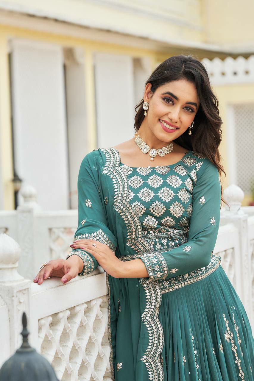 Perfect functions Lengha Choli
Fabric: Fox Georgette 
Work:-Heavy 7mm Sequence Work