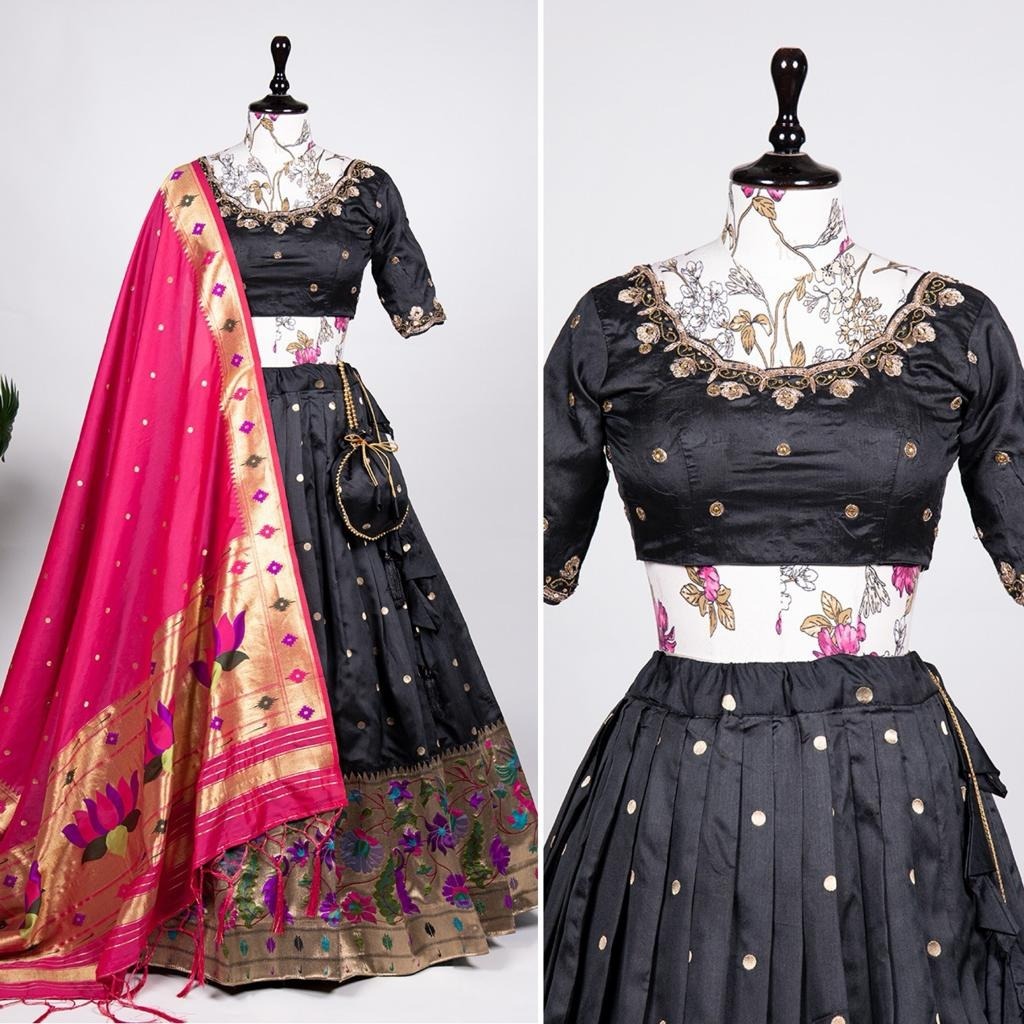 Paithani Lehenga choli
Mesmerizing jacquard Silk lehenga and handwork blouse with stunning colours is true traditional craftmanship.