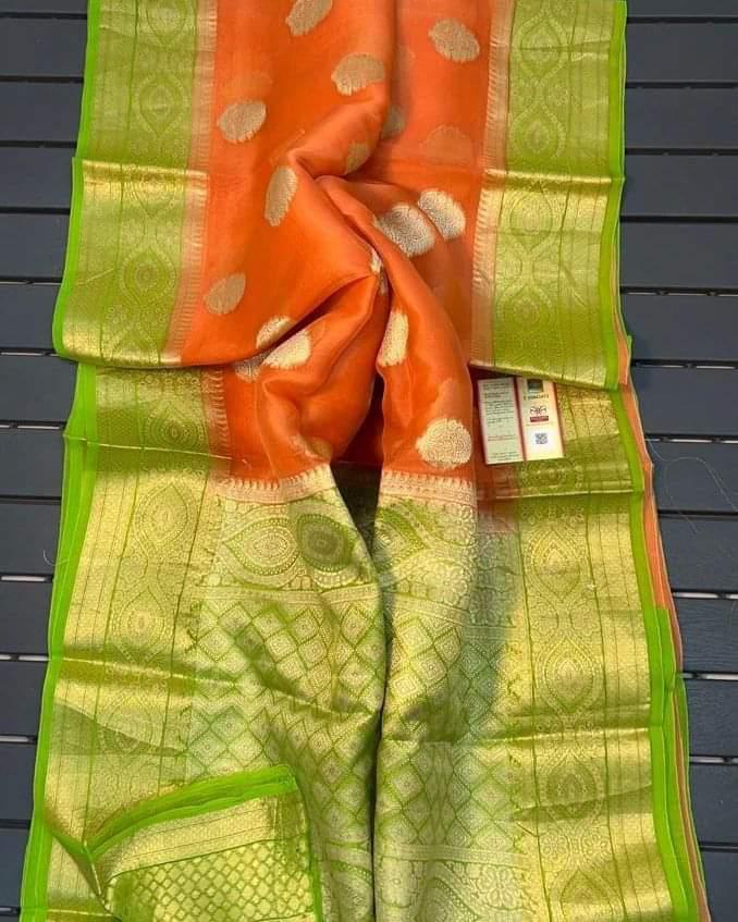 Banarasi Kora Organza Dyble Silk Sarees Good Quality Weaving Design