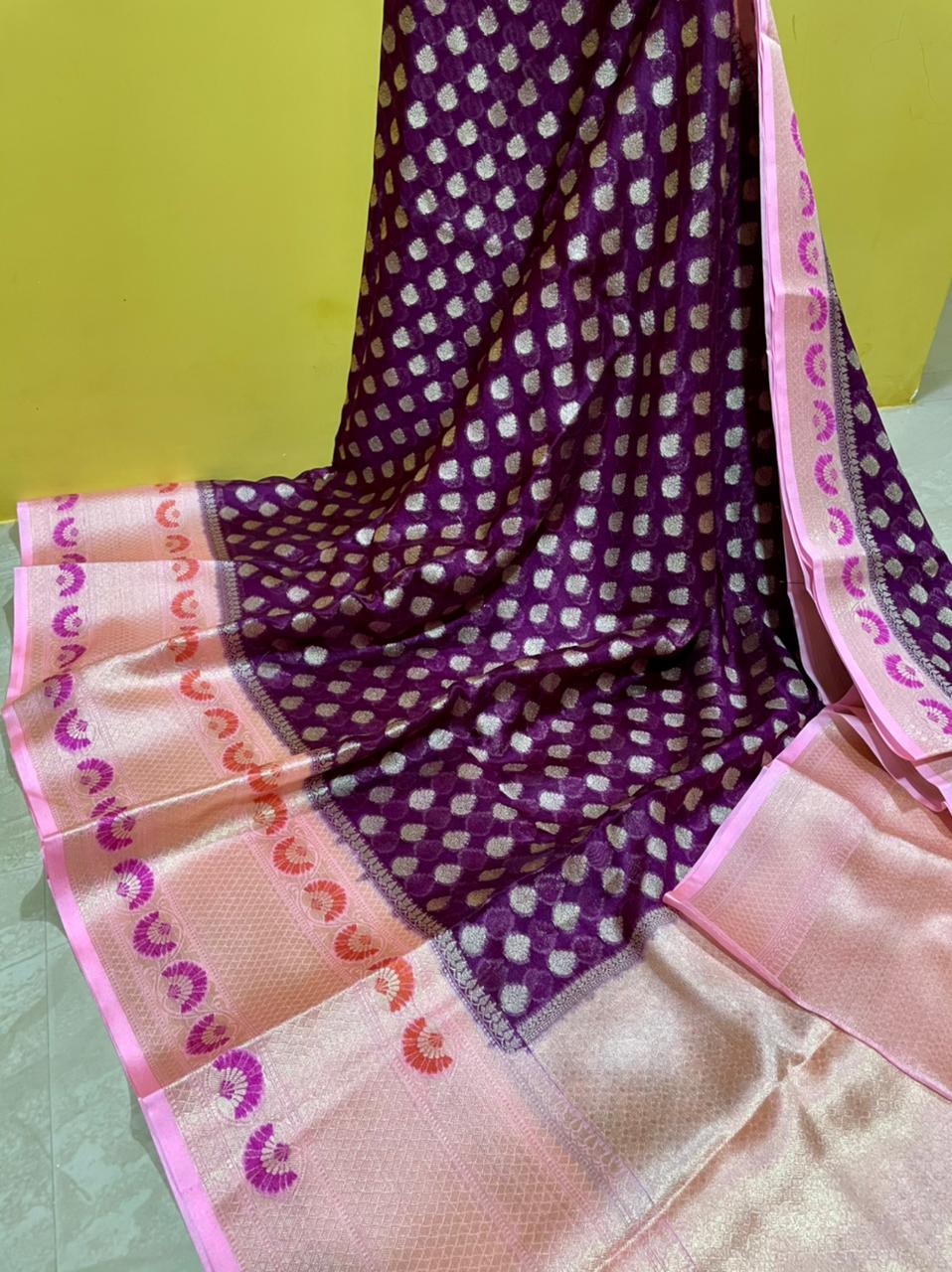 BEST BANARASI WARM SILK SAREES*
ALFI MINA SCURT AND ALFI BORDER*
SOFT FABRIC BEAUTIFUL COLOUR COMBINATION*