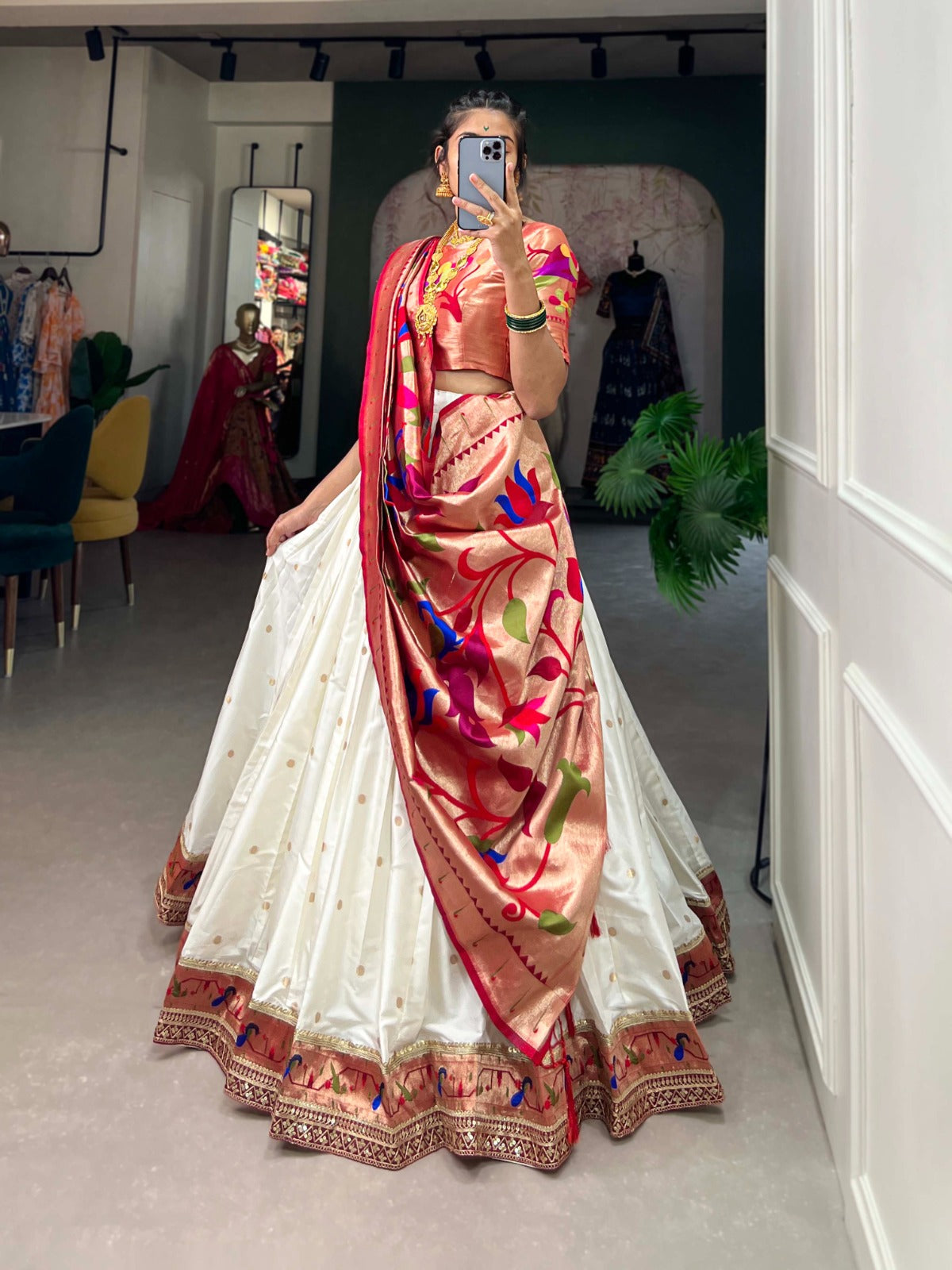 Paithani collection
Who says you can't be trendy and traditional at the same time? 
This Jacquard Silk Paithani Lehenga Choli is the perfect