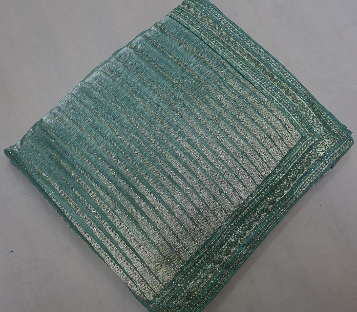 ALLOVER DESIGNER SILVER JARI WORK AND SWAROSKI STONE ON JIMMY CHOO* Saree