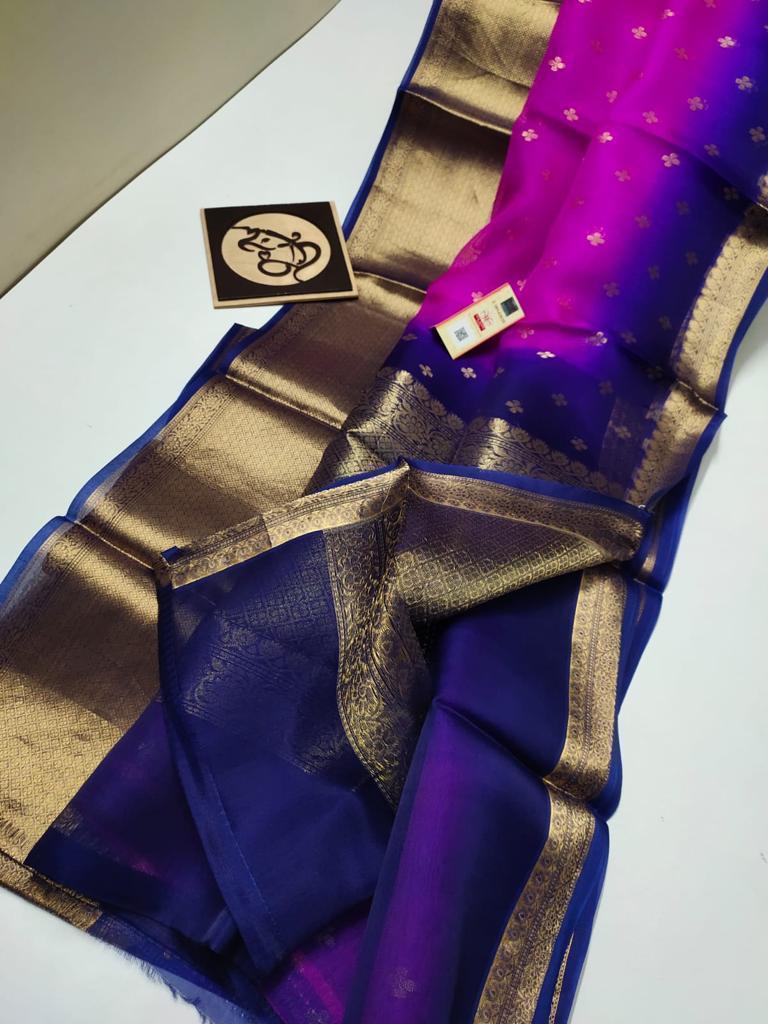 BANARASI KORA ORGANZA DYBLE SILK SAREES GOOD QUALITY WEAVING DESIGN