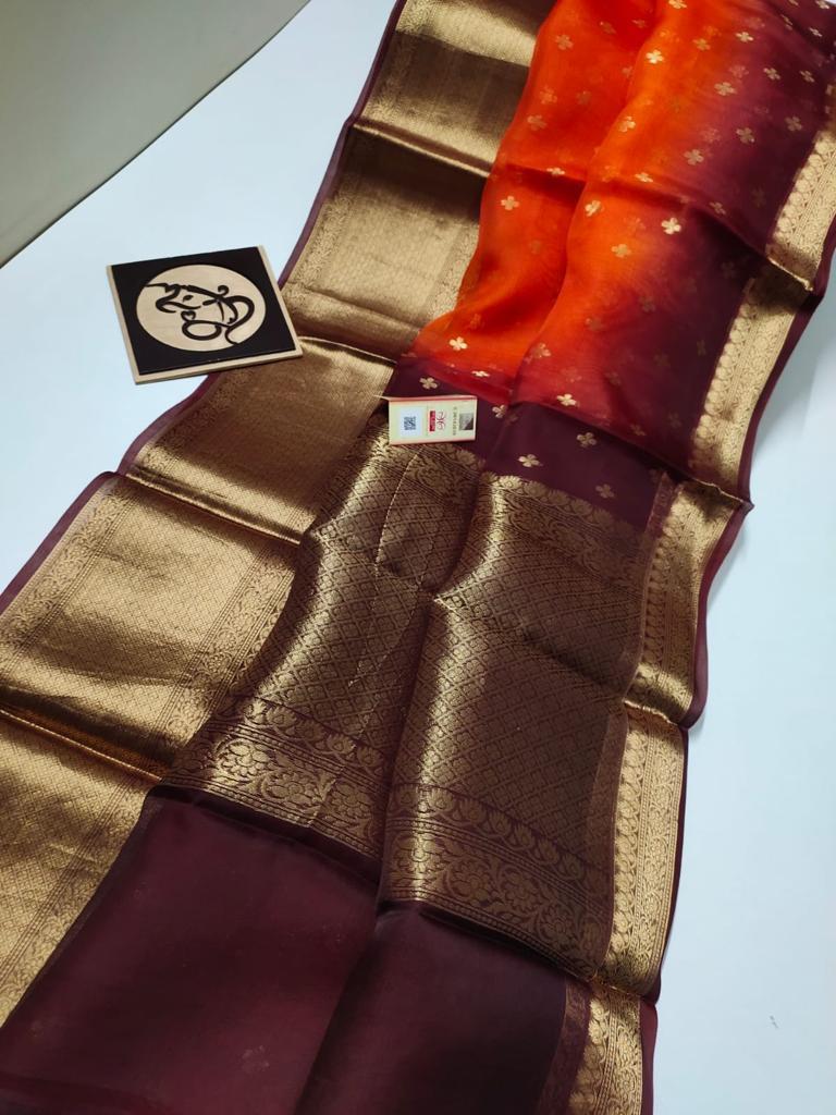 BANARASI KORA ORGANZA DYBLE SILK SAREES GOOD QUALITY WEAVING DESIGN