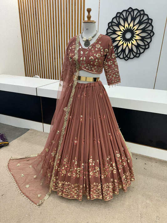 Wedding Collection Lehenga Choli With Full Heavy Embroidery Sequence Work
Lehenga Fabric   :Heavy Faux Georgette With Heavy Embroidery Sequence Work With Latkan Dori
