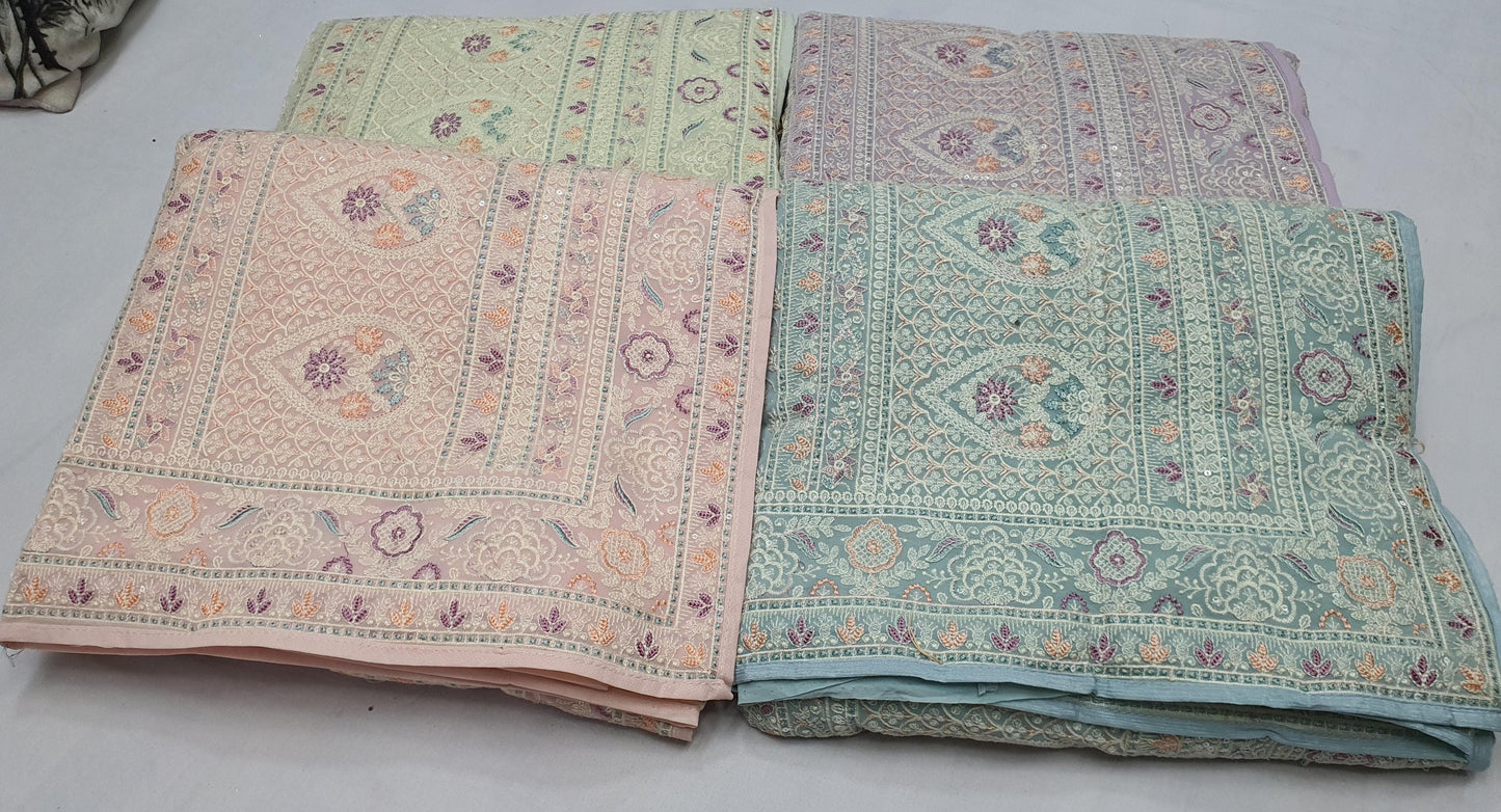Allover lucknowi chikankari work with parsi work on Georgette*
Saree
