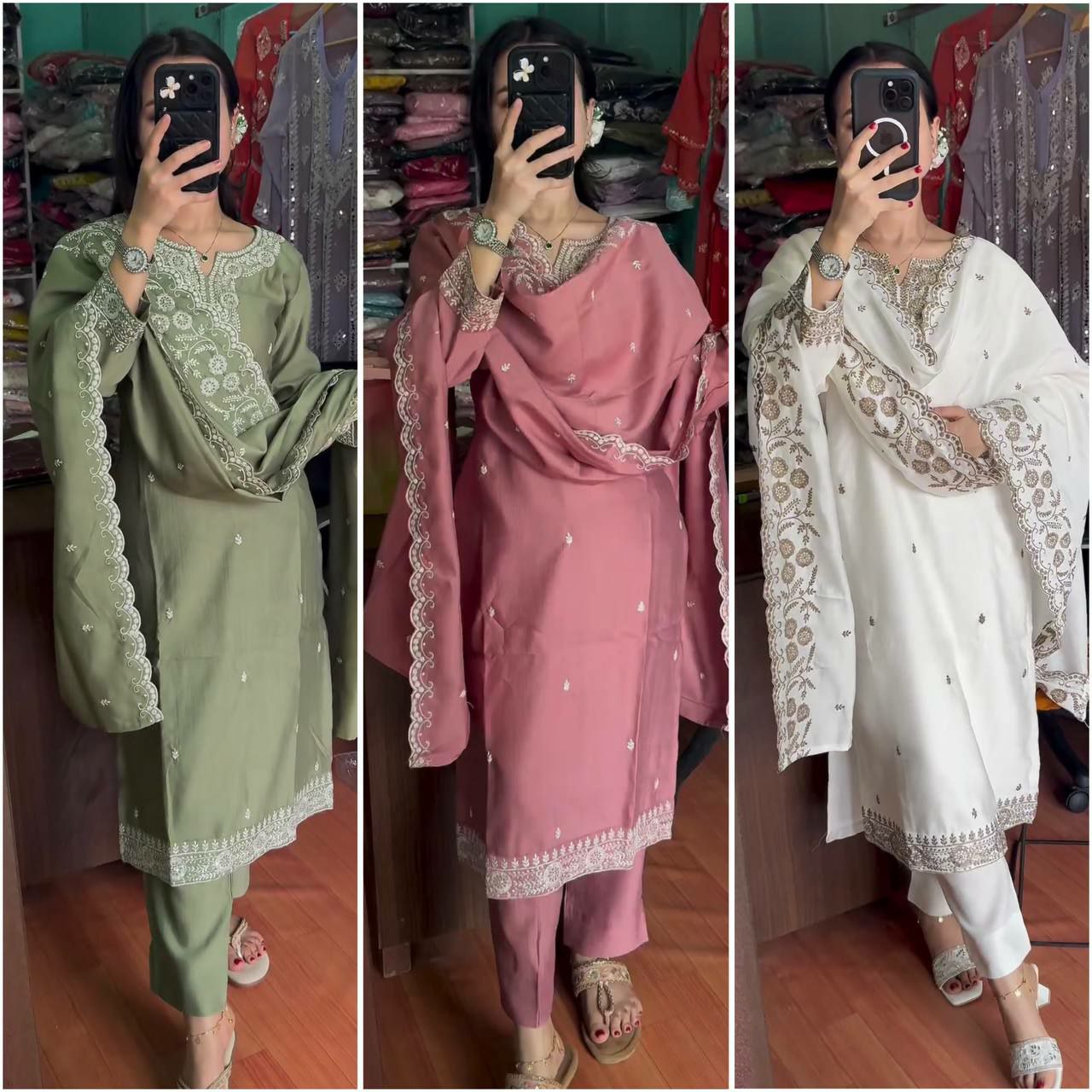 Designer suit set
Fabric Detais
Top
Top Fabric -Pure Chinnon Silk With Full Sleeve
