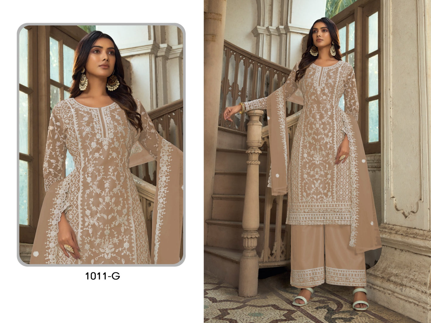 Designer plazo suit set
Top Fabric-Heavy Butterfly Net 
Bottom Fabric-Heavy Butterfly Net 
Dupatta Fabric-Heavy Butterfly Net 
Size-Semi Stitched